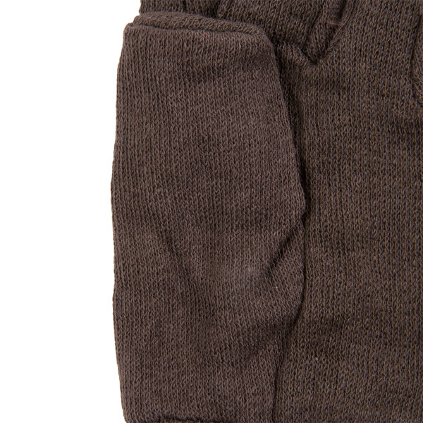 A close up of a brown Cordova cotton jersey glove.