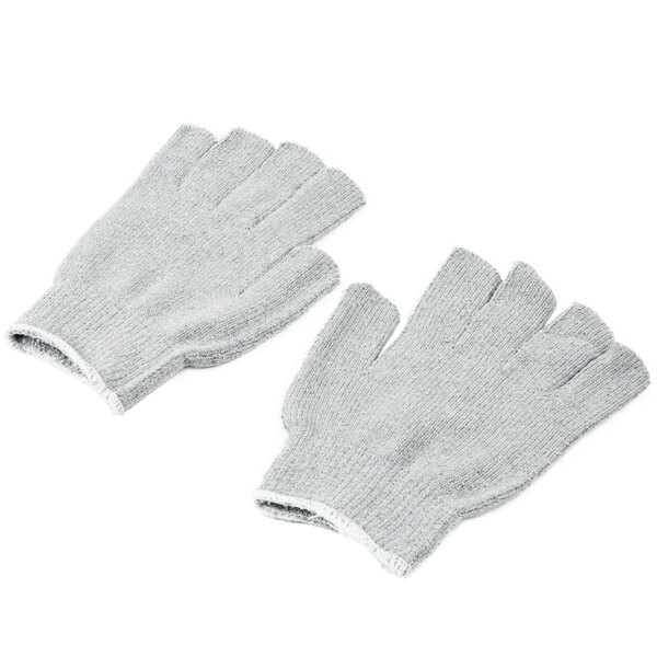 A pair of Cordova gray jersey gloves on a white background.