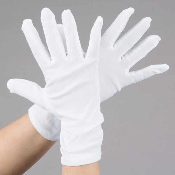 white nylon stretch gloves