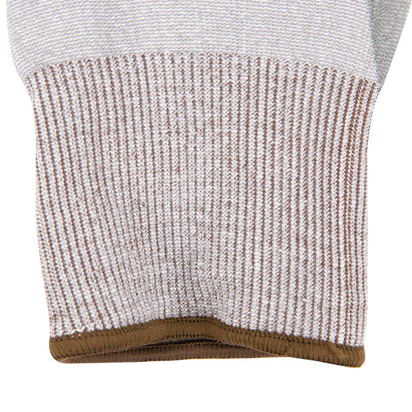 A close-up of medium Cordova HPPE gloves with gray polyurethane palm coating.