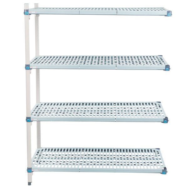 A white MetroMax Q shelving add on unit with a white metal grate.