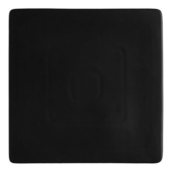 Acopa 12" Square Matte Black Stoneware Flat Plate - 6/Case
