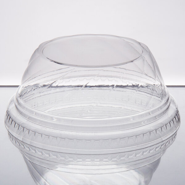Round Plastic Cup Containers with Attached Lids #1629 Clear Pack of 12 
