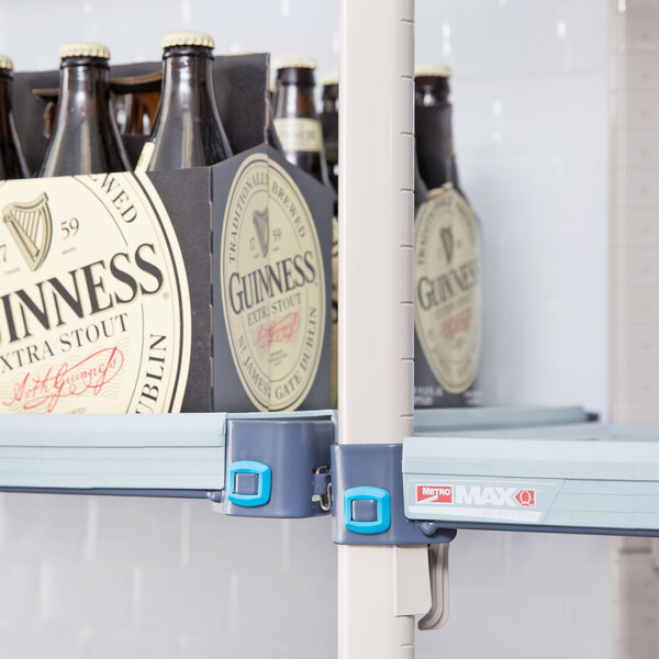 MetroMax Q shelving unit with bottles of Guinness beer on a shelf.