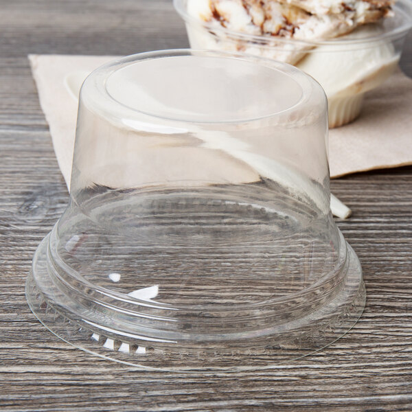 Choice 512 oz. Clear Plastic Tall Dome Lid, No Hole 50/Pack