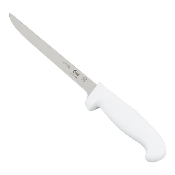 Choice 8" Narrow Semi-Stiff Fillet Knife with White Handle