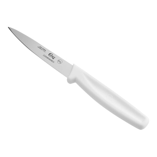 Choice 3 1/2" Smooth Edge Paring Knife with White Handle