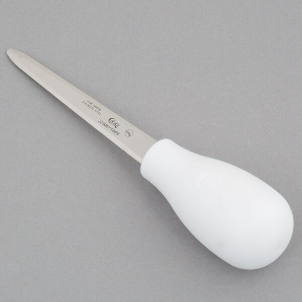 Choice 4" Boston Style Oyster Knife with White Round Handle