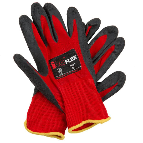 red nylon gloves