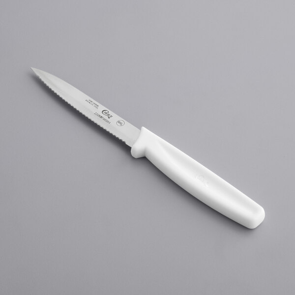Choice 4 Serrated Edge Paring Knife with White Handle