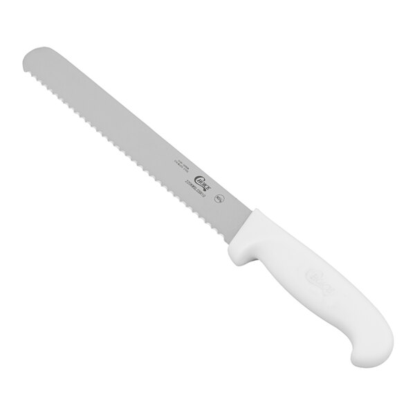 Choice 10" Serrated Edge Slicing / Bread Knife with White Handle