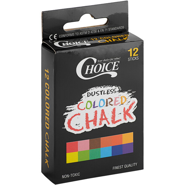 A box of Choice assorted colored chalk with 12 pieces.