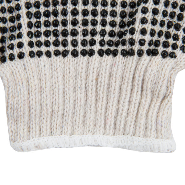 A close up of a Cordova fingerless glove with black PVC coating on the palm and fingers.