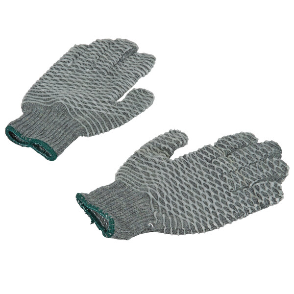 A pair of Cordova gray warehouse gloves with two-sided criss-cross PVC coating on a white background.