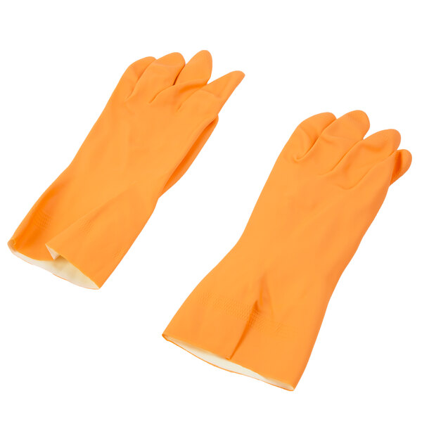 orange latex gloves