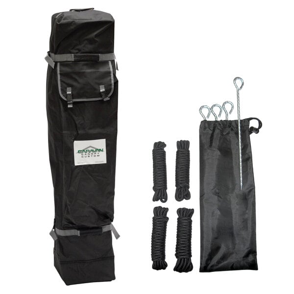 A black bag with a white string.