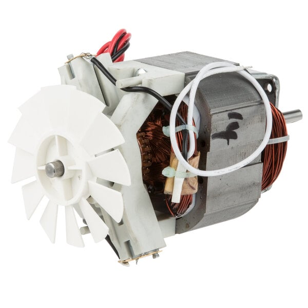 An AvaMix motor with wires and a fan.