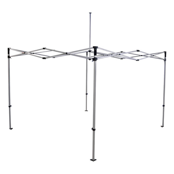 A blue Caravan Canopy with a metal frame and square structure.