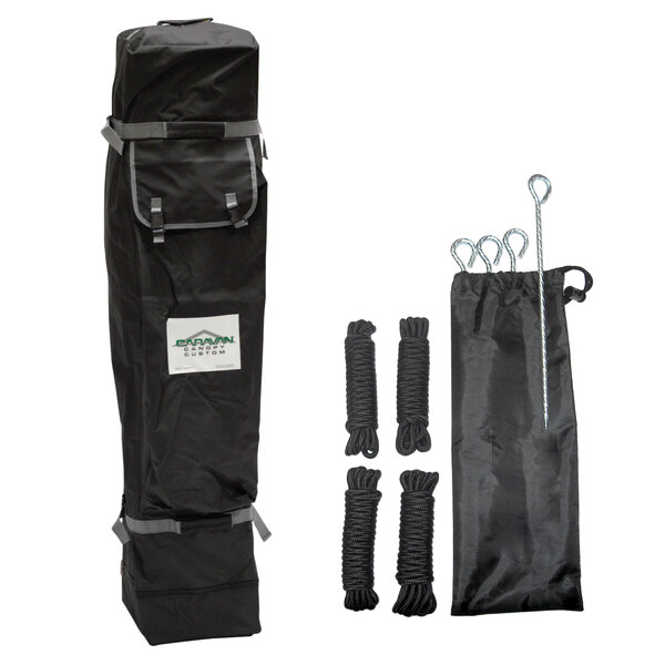 A black bag with a white string.