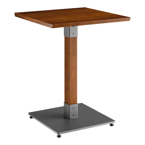 Lancaster Table & Seating Industrial 24" x 24" Solid Wood Live Edge Standard Height Table with Rustic Walnut Finish