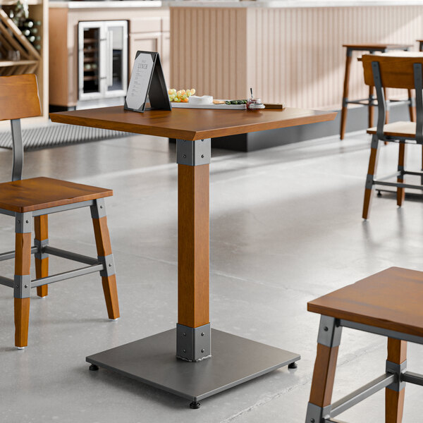 Lancaster Table & Seating Industrial 24" x 24" Solid Wood Live Edge Table with Rustic Walnut Finish