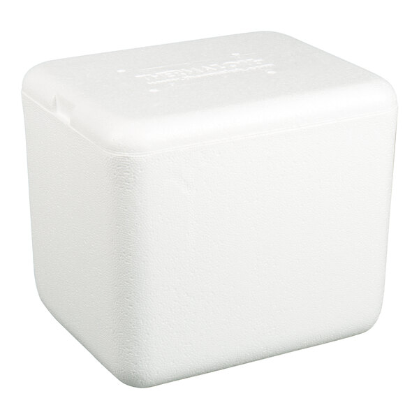 A white polystyrene insulated shipping box with a fitted lid.