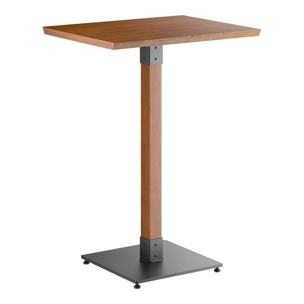 Lancaster Table & Seating Industrial 24" x 30" Rectangular Solid Wood Live Edge Bar Height Table with Rustic Walnut Finish