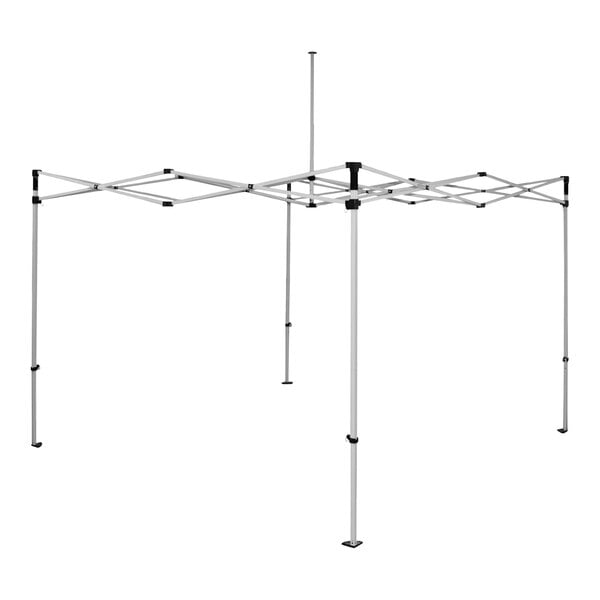 A metal frame structure with four legs and a crisscross pattern on top, likely intended for supporting a canopy or tent cover.