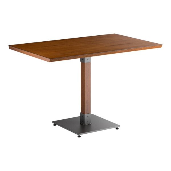 Lancaster Table & Seating Industrial 30" x 48" Rectangular Solid Wood Live Edge Standard Height Table with Rustic Walnut Finish
