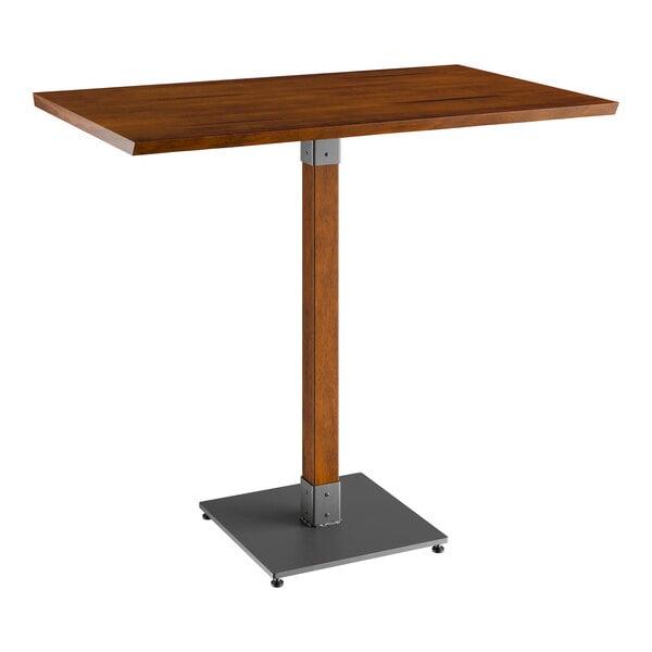 Lancaster Table & Seating Industrial 30" x 48" Solid Wood Live Edge Bar Height Table with Rustic Walnut Finish