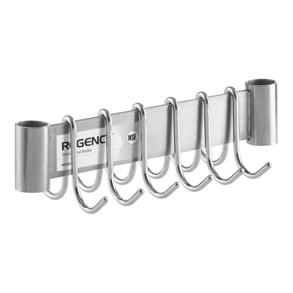 Regency 12" Stainless Steel Overshelf Mounted Pot Rack with 6 Double Prong Hooks
