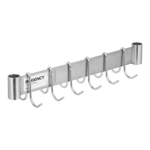Regency 18" Stainless Steel Overshelf Mount / Leg Mount Pot Rack with 6 Double Prong Hooks