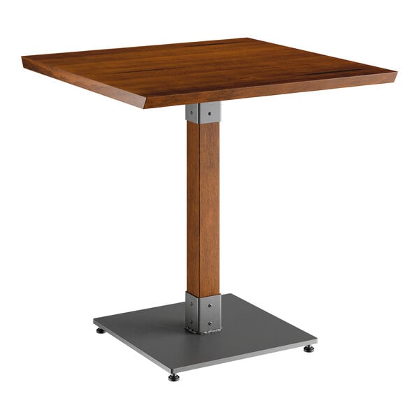 Lancaster Table & Seating Industrial 30" x 30" Solid Wood Live Edge Table with Rustic Walnut Finish