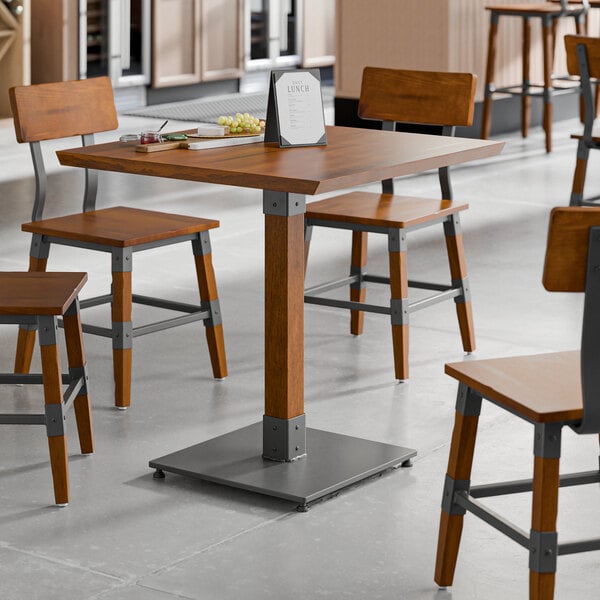 Lancaster Table & Seating Industrial 30" x 30" Solid Wood Live Edge Table with Rustic Walnut Finish