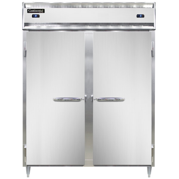 Continental DL2RFES 57 Solid Door Extra Wide Shallow Depth Dual Temperature Reach In Refrigerator Freezer