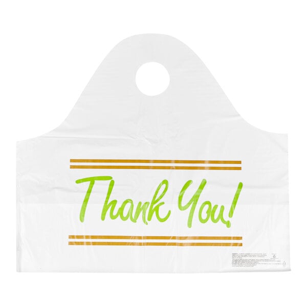 LK Packaging Plastic "Thank You" 21" x 10" x 18" Take Out Bag with Wave Handle - 500/Box