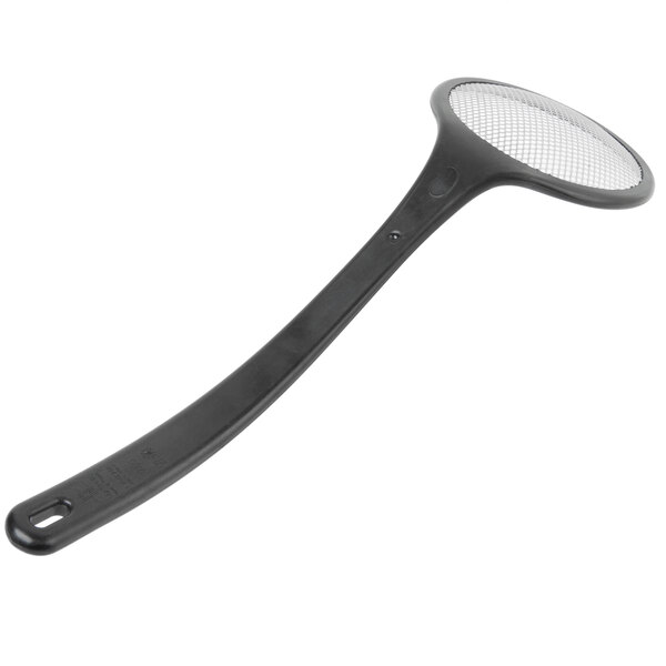 A close-up of a black Matfer Bourgeat Skim'all with a white mesh.