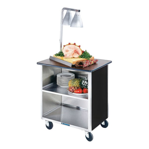 Lakeside 646B-05 Heavy-Duty Stainless Steel Three Shelf Flat Top Utility Cart with Enclosed Base and Black Finish - 22" x 36" x 36 5/8"