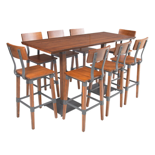 Tables And Dining Sets Lancaster Table Seating Lancaster Table Seating 30 X 72 Antique Walnut Solid Wood Live Edge Bar Height With 8 Chairs