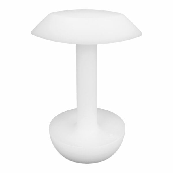 A white, double-sided object with a central cylindrical handle and two rounded ends, resembling a mushroom shape.