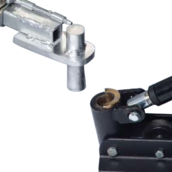A close-up of a Lakeside black metal clamp with a metal handle.