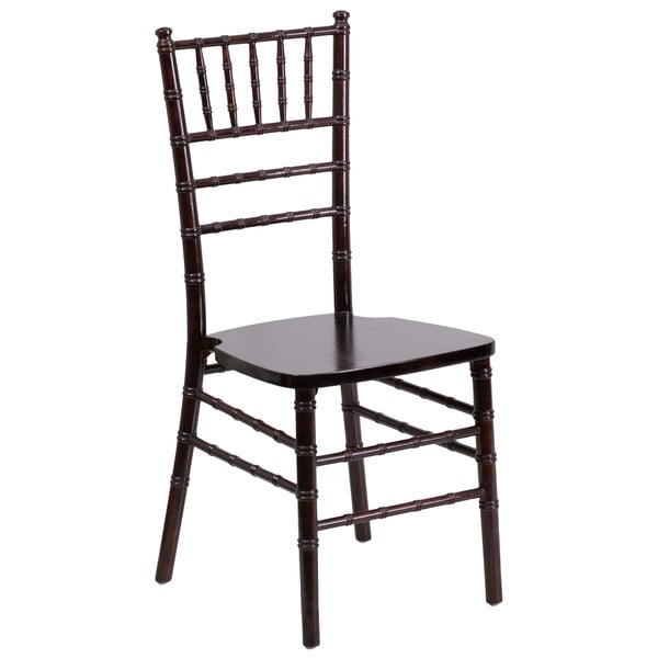 A Flash Furniture walnut chiavari stacking chair.