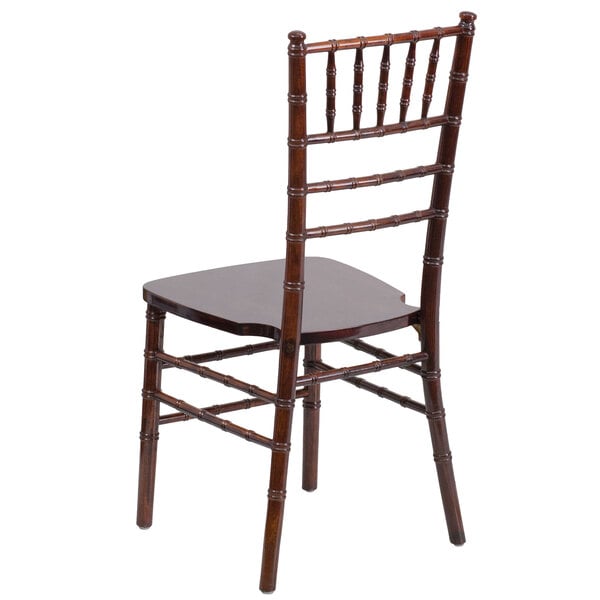 A Flash Furniture Hercules Fruitwood Chiavari Stacking Chair with a backrest.