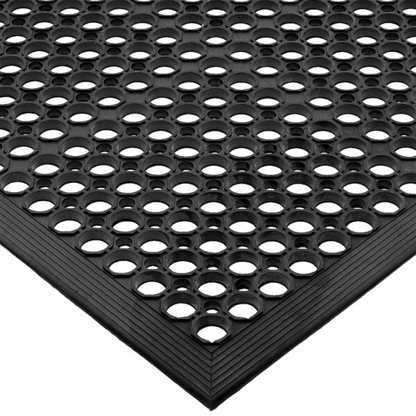San Jamar KM1100 EZ-Mat 3' x 5' Black Grease-Resistant Floor Mat with  Beveled Edge - 1/2 Thick