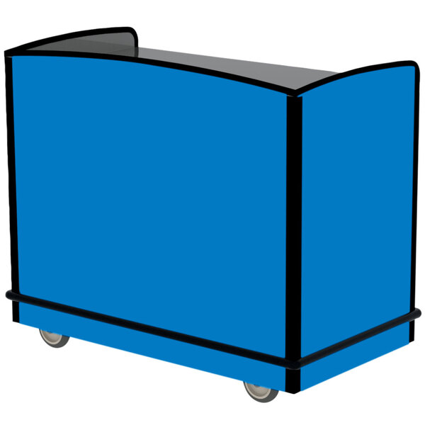 A Lakeside stainless steel full-service hydration cart with blue laminate and black trim.