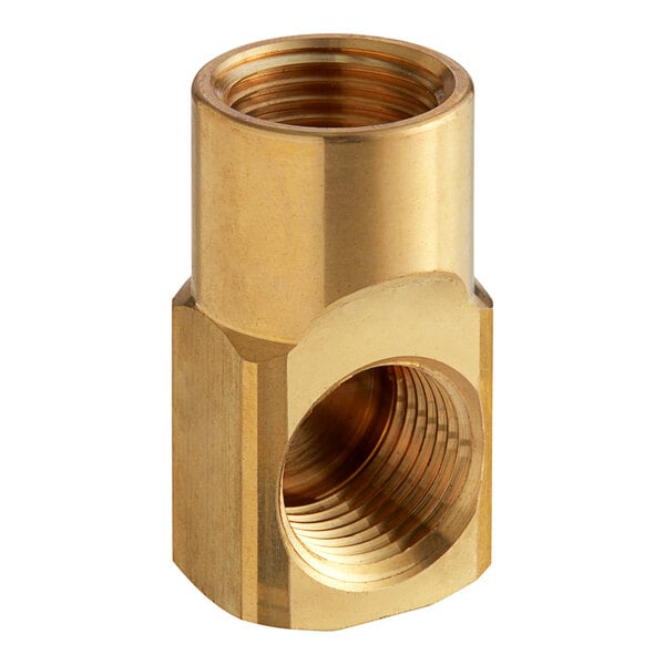 A Fisher brass female close elbow with a nut.