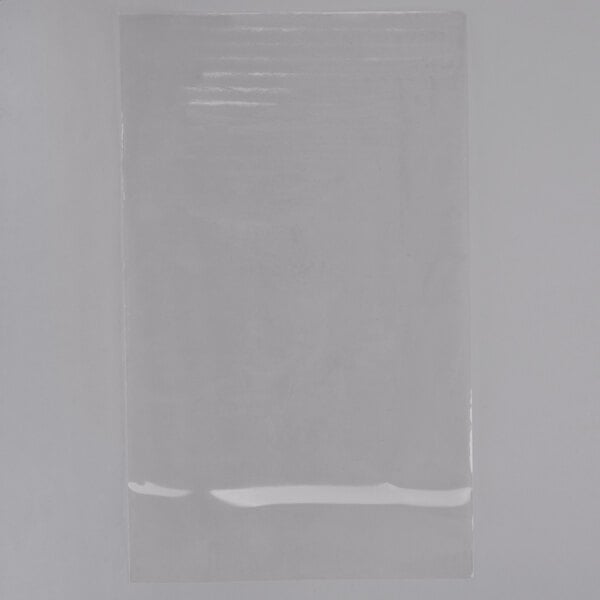 A clear plastic bag with a white background.