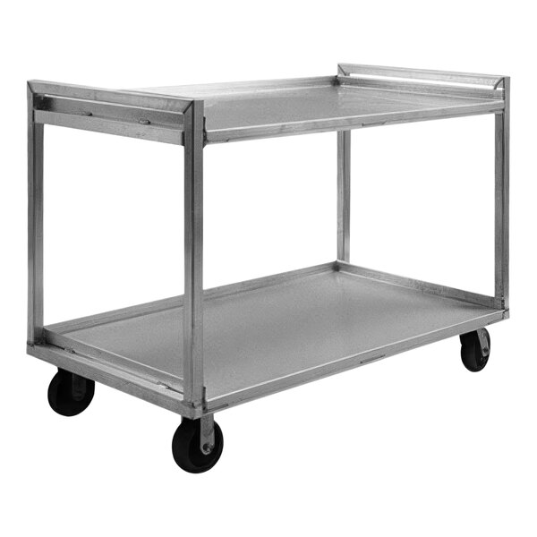 A Lakeside heavy-duty aluminum utility cart with two shelves and wheels.