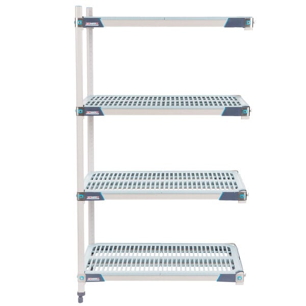 A MetroMax i 4-shelf add-on kit with white shelves and blue accents.