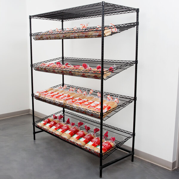 Regency Black Epoxy 5Shelf Angled Stationary Merchandising Rack 24